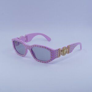 Versace VE4361 539687  Sunglasses Pink/Gold Oval Frame, Grey Lenses